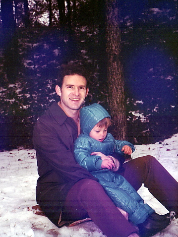 Bill & Brad in snow (ice storm 1972?)