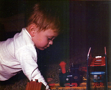 Brad with train, December 1971