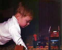 Brad with train, December 1971