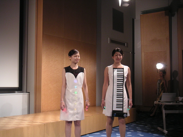 Many dresses had attached (playable?) piano keyboards